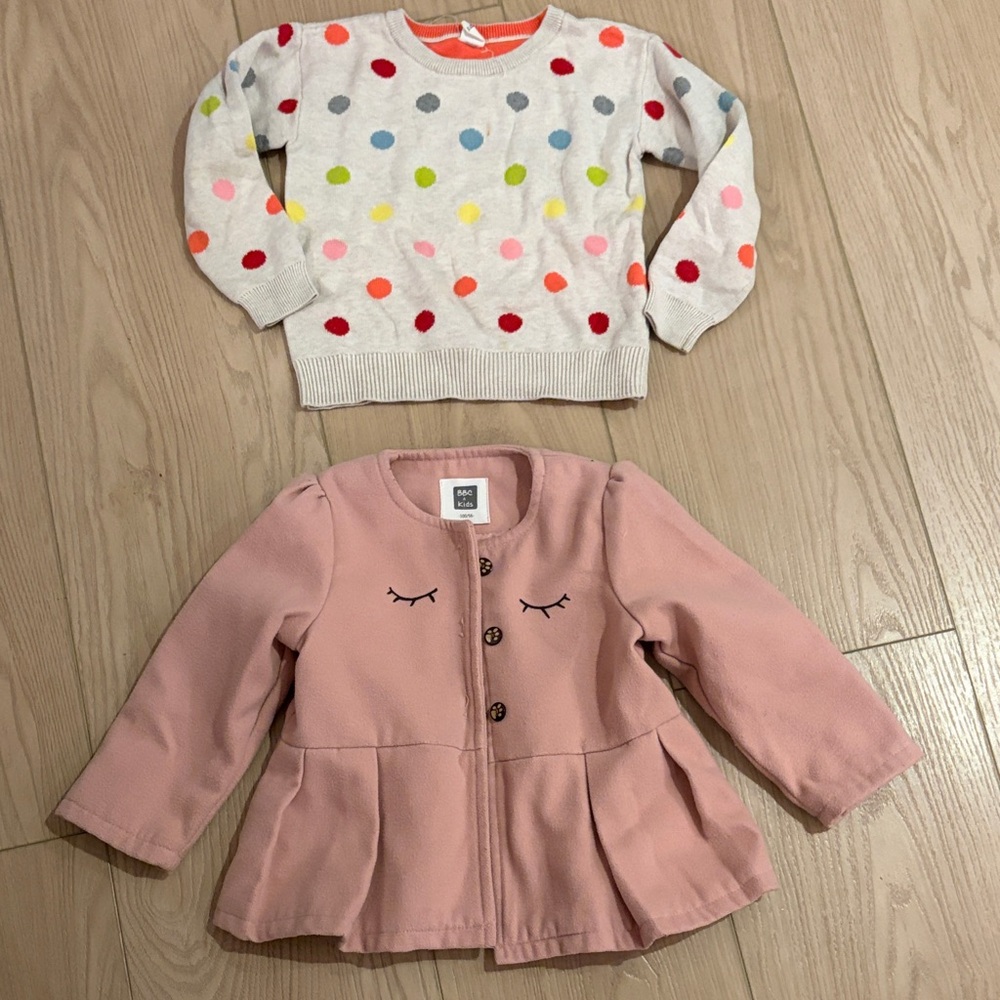 Colorful Polka Dot Sweater and Pink Jacket for Kids